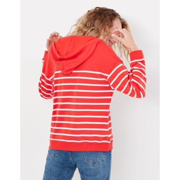NWT Womens Joules Red & White Striped Zip-Up Hoodie w/Dachshund Embroidery - Picture 4 of 16